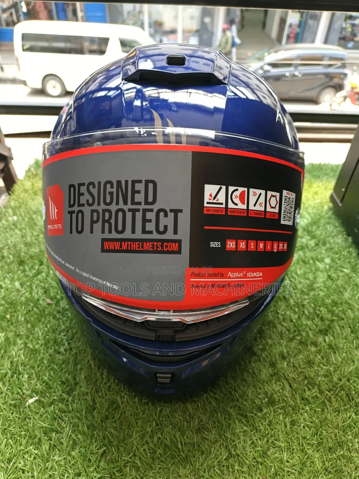 Mt Thunder Solid Matte Blue With Agressive Spoiler (Dual Visor)