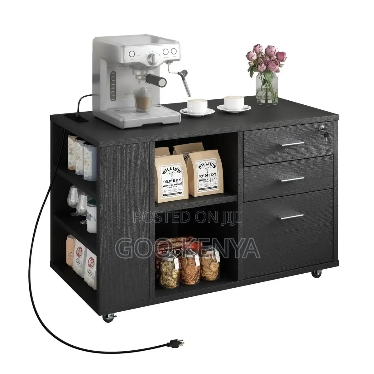 Office Cabinet; Compact Office Storage Cabinet on Wheels