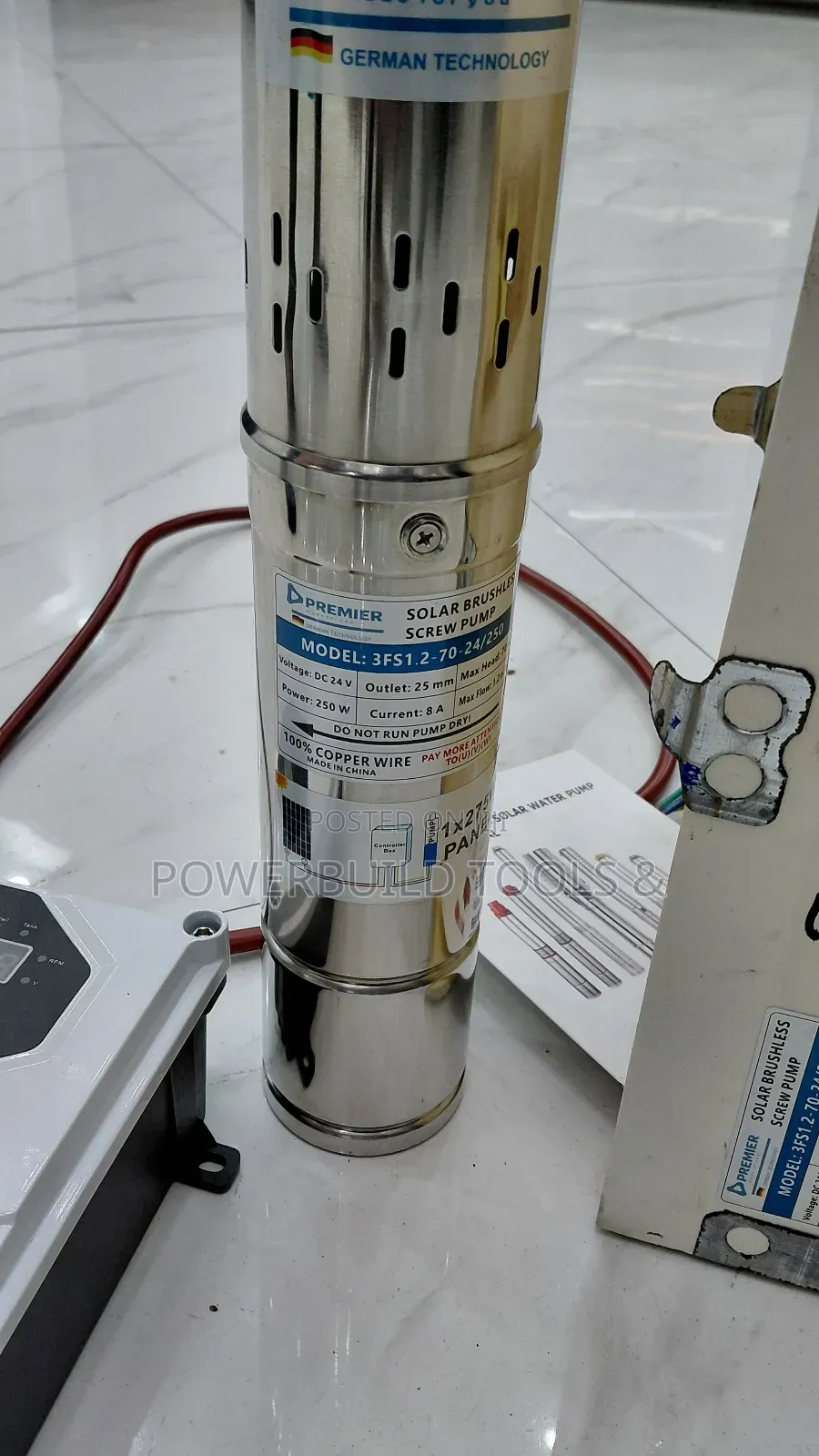 Premier Dc Solar Submersible Pump 140m Head 750w