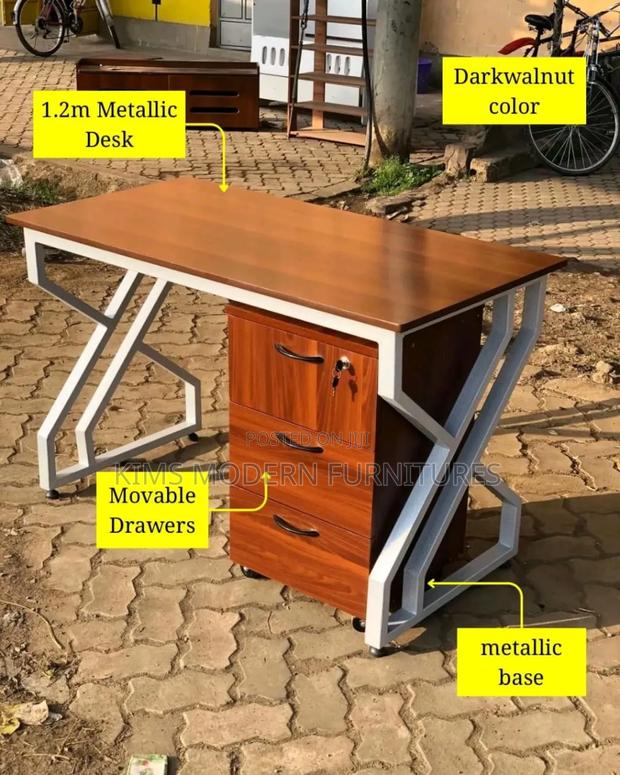 Executive Office Desk 1.2m Dark Walnut and Pedestal Drawers