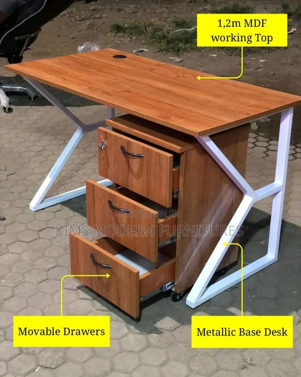 Zee Desk 1.2m Brown With It's Pedestal Drawers - main view