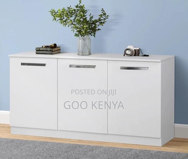 Office Cupboard; Elegant 3-Door White Wooden Sideboard - main view