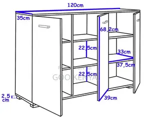 Office Cupboard; Elegant 3-Door White Wooden Sideboard
