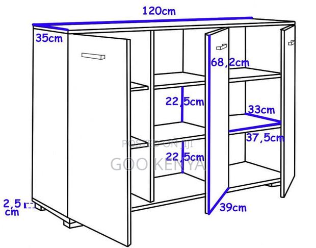 Office Cupboard; Elegant 3-Door White Wooden Sideboard - thumbnail 3