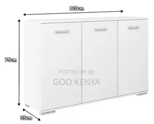 Office Cupboard; Elegant 3-Door White Wooden Sideboard
