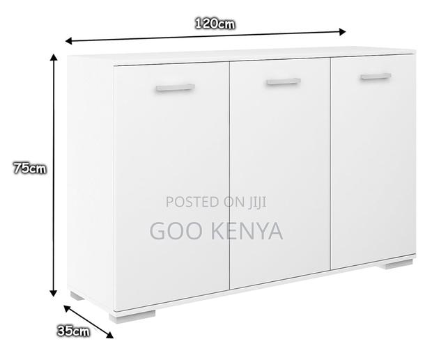 Office Cupboard; Elegant 3-Door White Wooden Sideboard - thumbnail 4