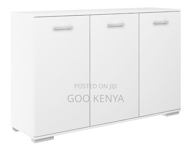 Office Cupboard; Elegant 3-Door White Wooden Sideboard - thumbnail 5