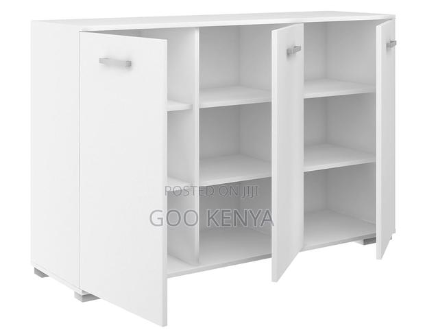 Office Cupboard; Elegant 3-Door White Wooden Sideboard - thumbnail 6