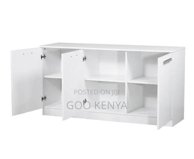 Office Cupboard; Elegant 3-Door White Wooden Sideboard - thumbnail 9