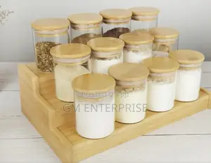 12pcs Glass Spice Jars With Bamboo Lid