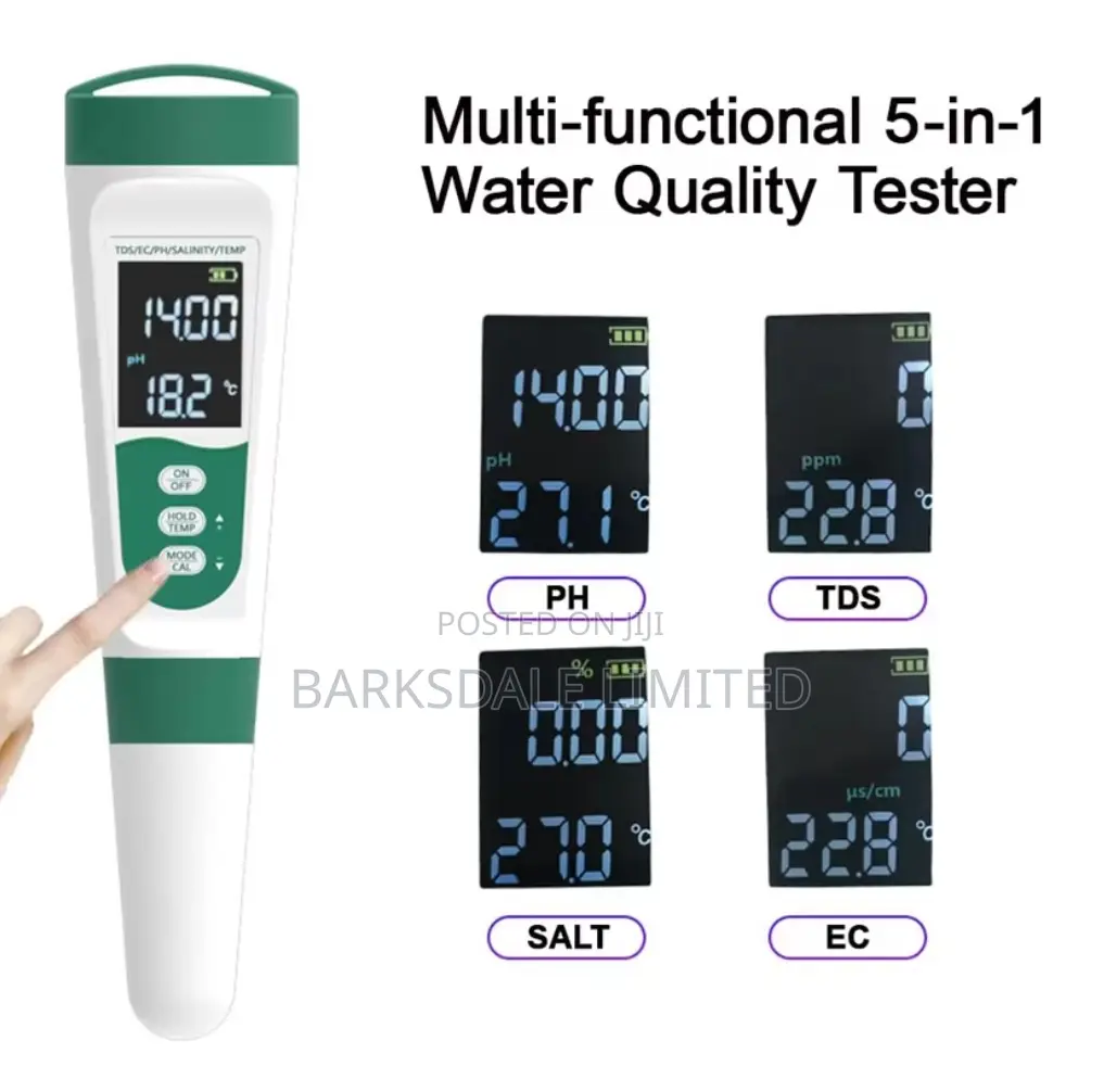 5-in-1 TDS Ec Ph Temperature Salinity Water Quality Tester