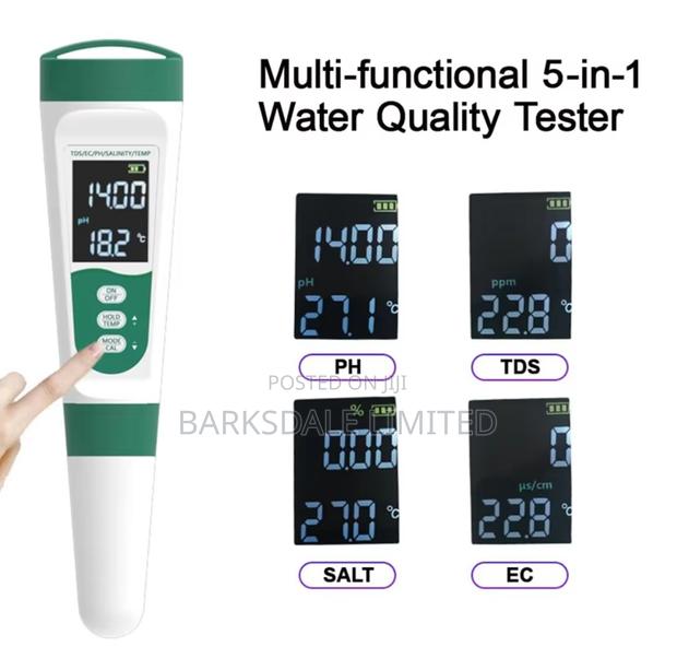 5-in-1 TDS Ec Ph Temperature Salinity Water Quality Tester