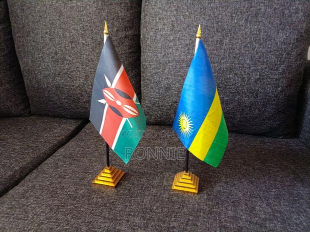 Rwanda Kenya Flags - Country Flag + Detachable Stand + Base