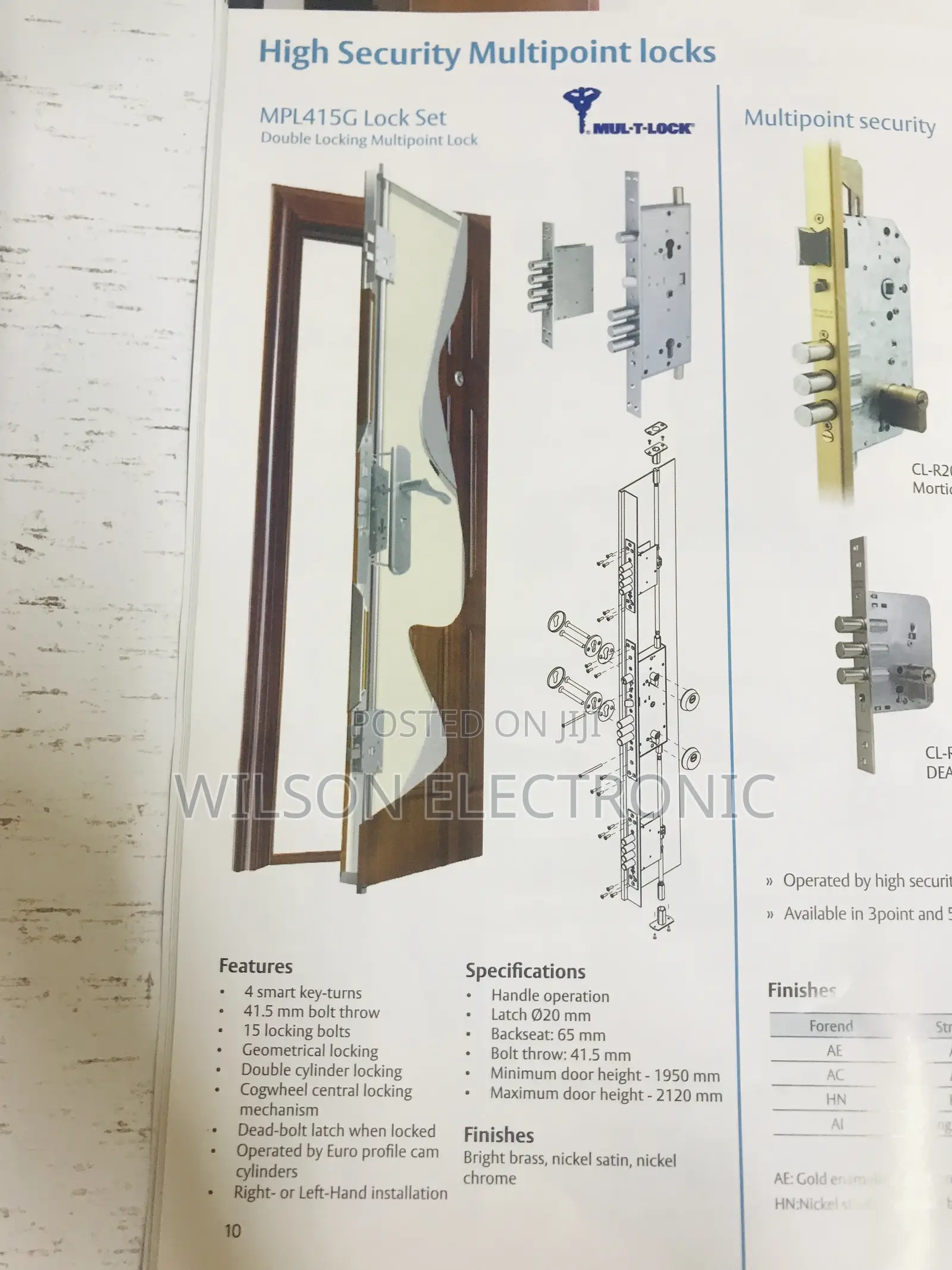 High Security Multipoint Lock Set. Mpl415g