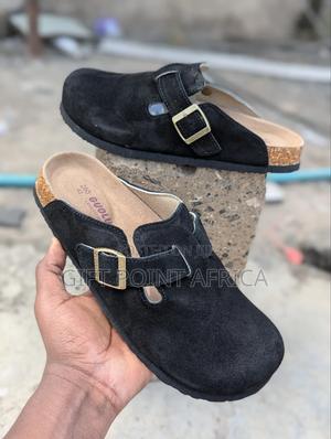 Black Leather Slides - thumbnail 2