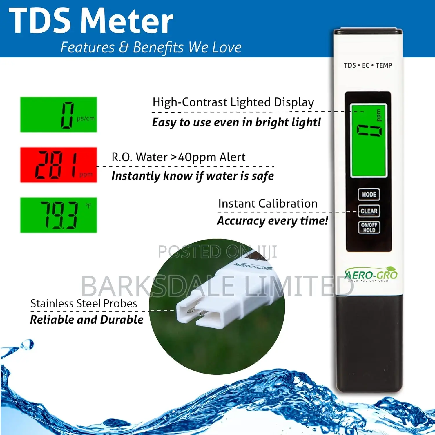 4 in 1 Ph TDS Meter Temperature Aquarium Water Tester Pool