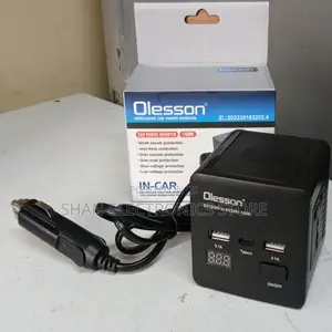 >>150w Power Socket 2type-C+2usb Car Charger With Led Digital Display