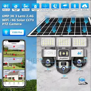 Triple Lens PTZ Solar Streetlight With Camera 4g CCTV