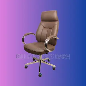 Brown, Executive Leather Office Chair — Strong Stable Base.