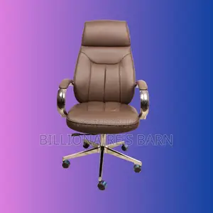Brown, Executive Leather Office Chair — Strong Stable Base.