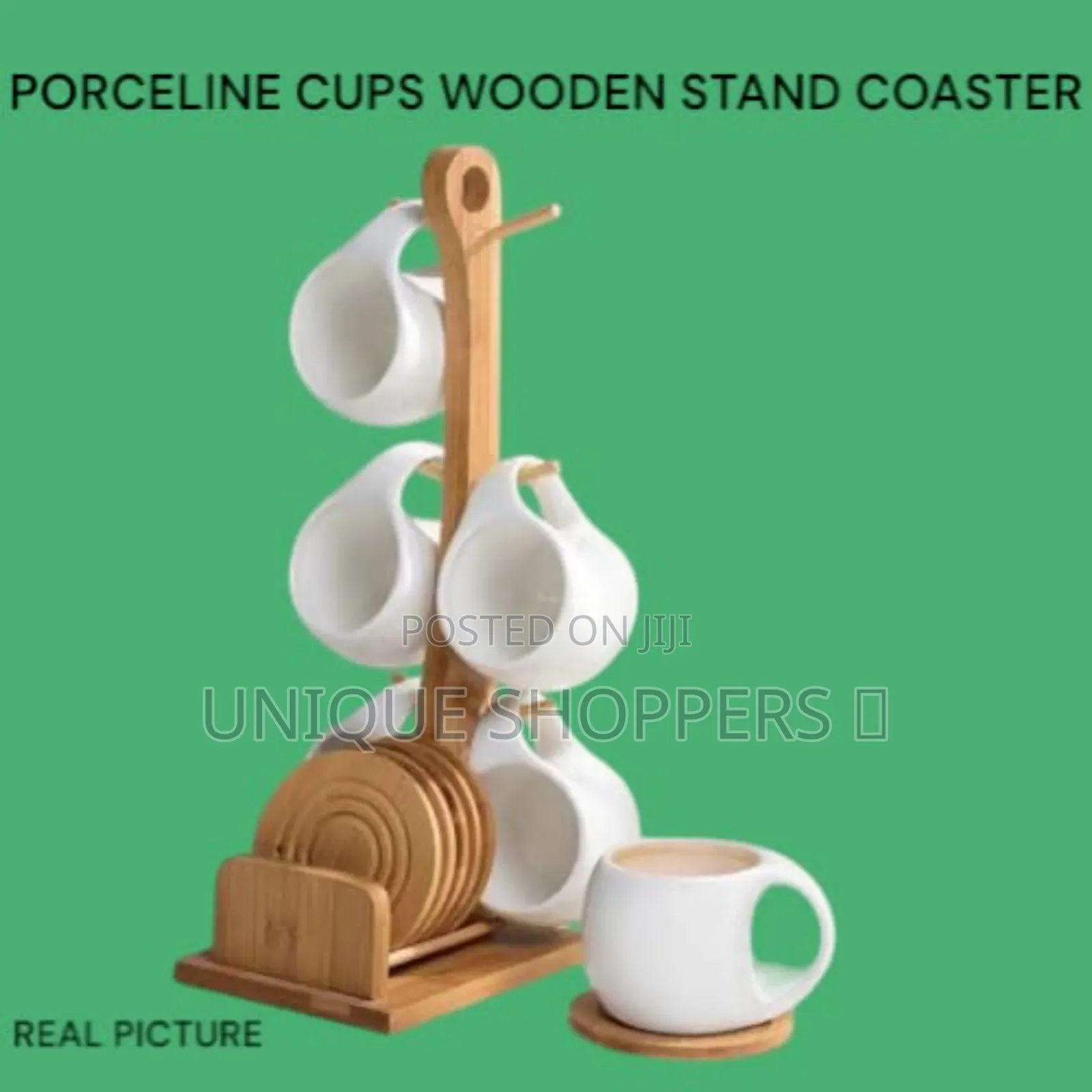 Porceline Cups Wooden Stand Coaster