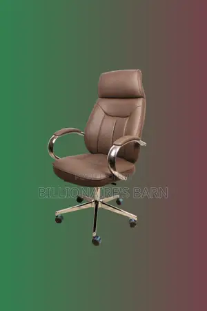 Stylish Brown Executive Leather Office Chair — Boosts Posture Focus