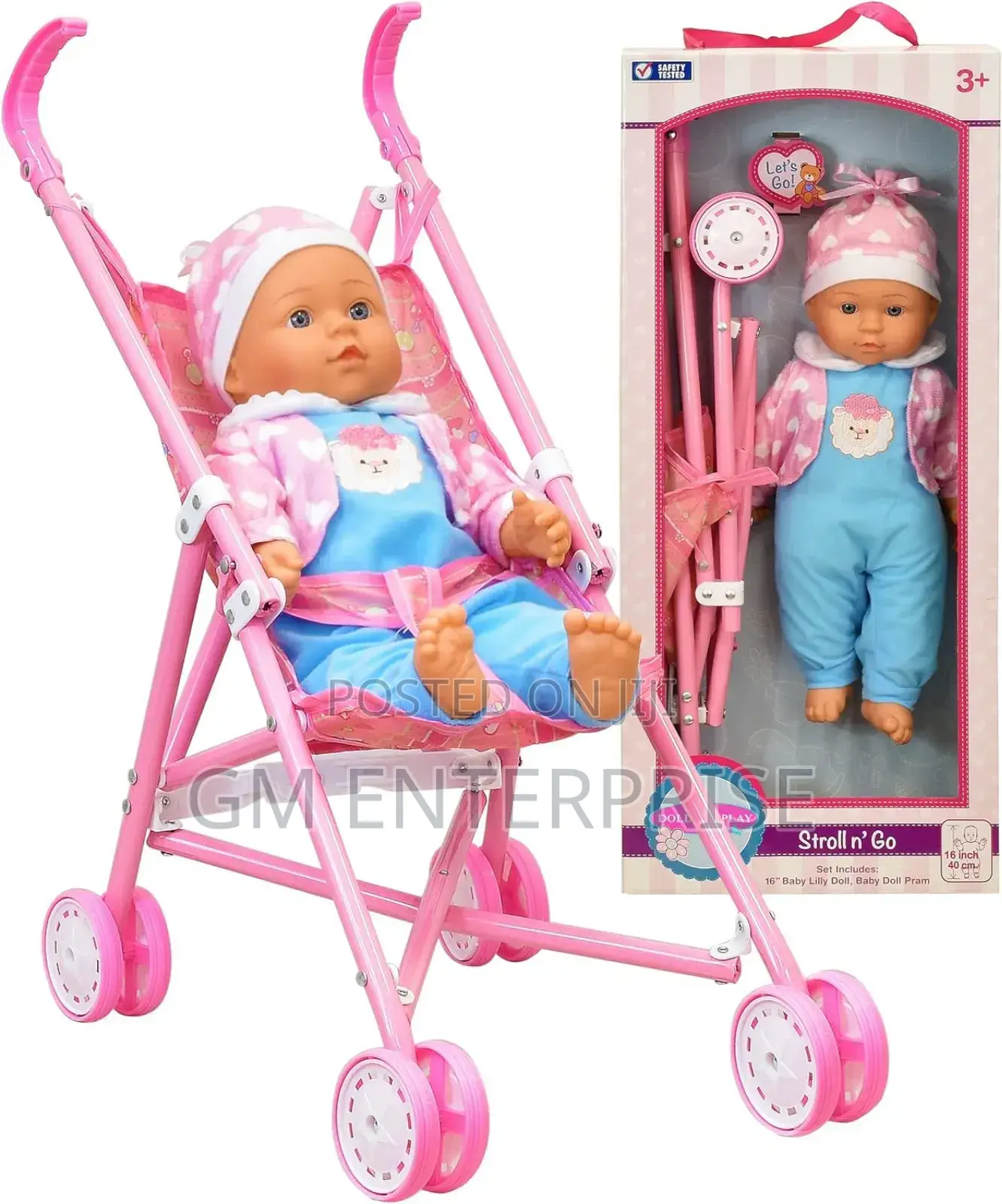 African American Talking Baby Doll With Stroller Set, Soft Body,