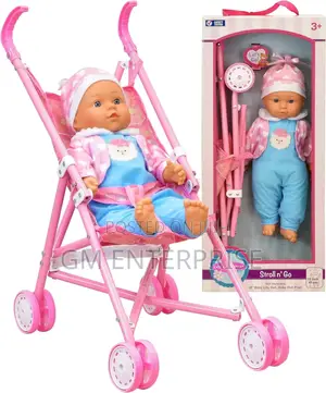 African American Talking Baby Doll With Stroller Set, Soft Body,