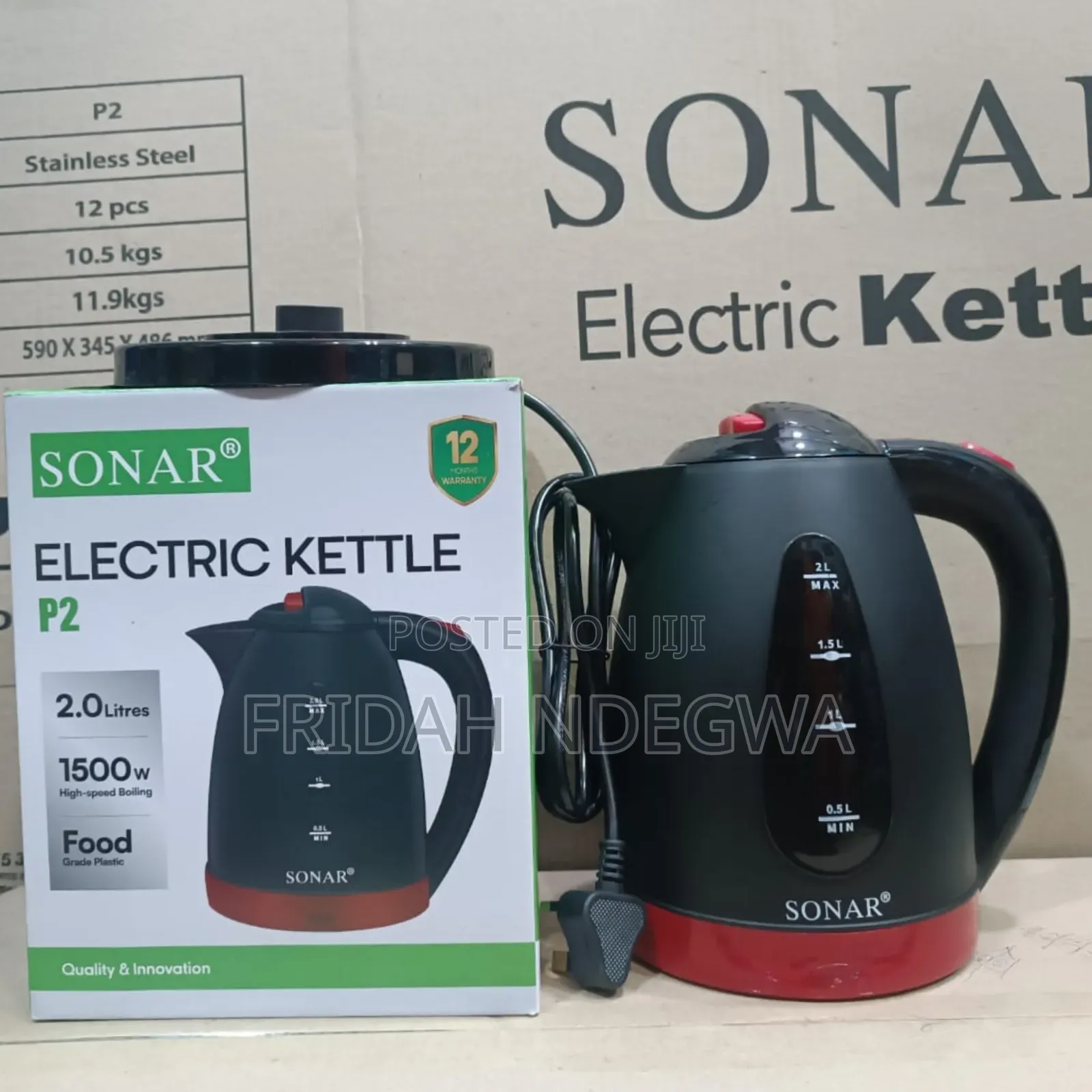 2.0 Litresx Sonar Plastic Kettle