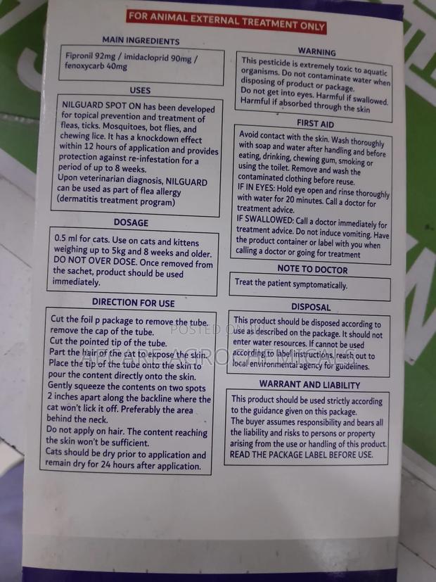 Nilguard Spot on Solution for Cats Pippete Flea and Ticks Control - thumbnail 4