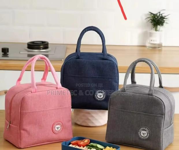 Insulated Lunch Bag Grey, Blue, Pink - thumbnail 3