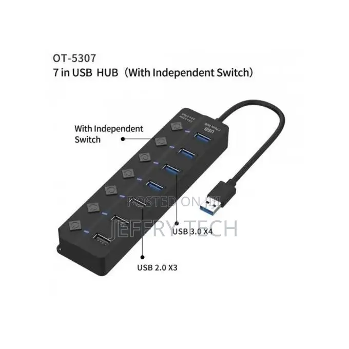 7 Data Usb Port With Power Switches Each