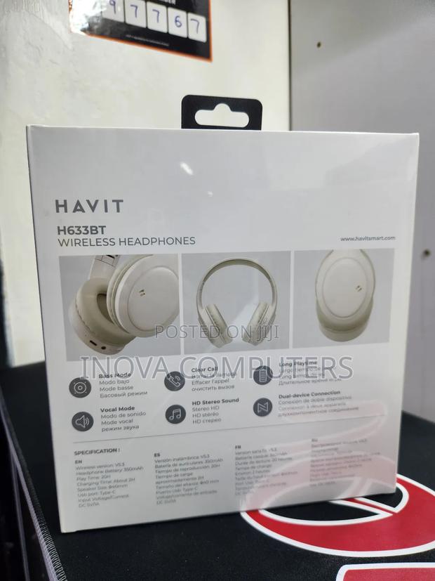 Havit H633bt Wireless Foldable Headphones – Beige - thumbnail 2