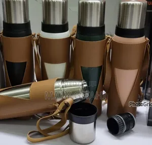 1200ml Camping Thermocup in Leather Carrier Bag