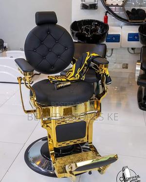 Supreme Black Gold Vip King Chair for Barbershop in Nairobi