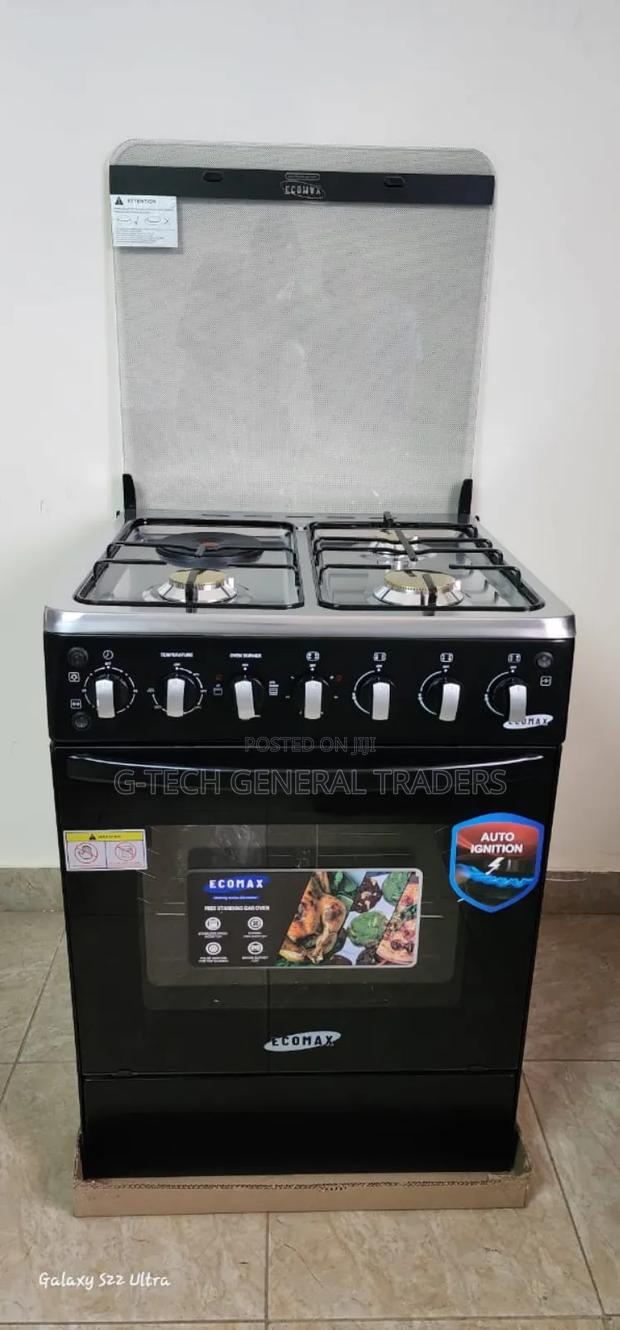 Ecomax Black 60*60 3gas+1hotplate Cooker With Rapid Hotplate