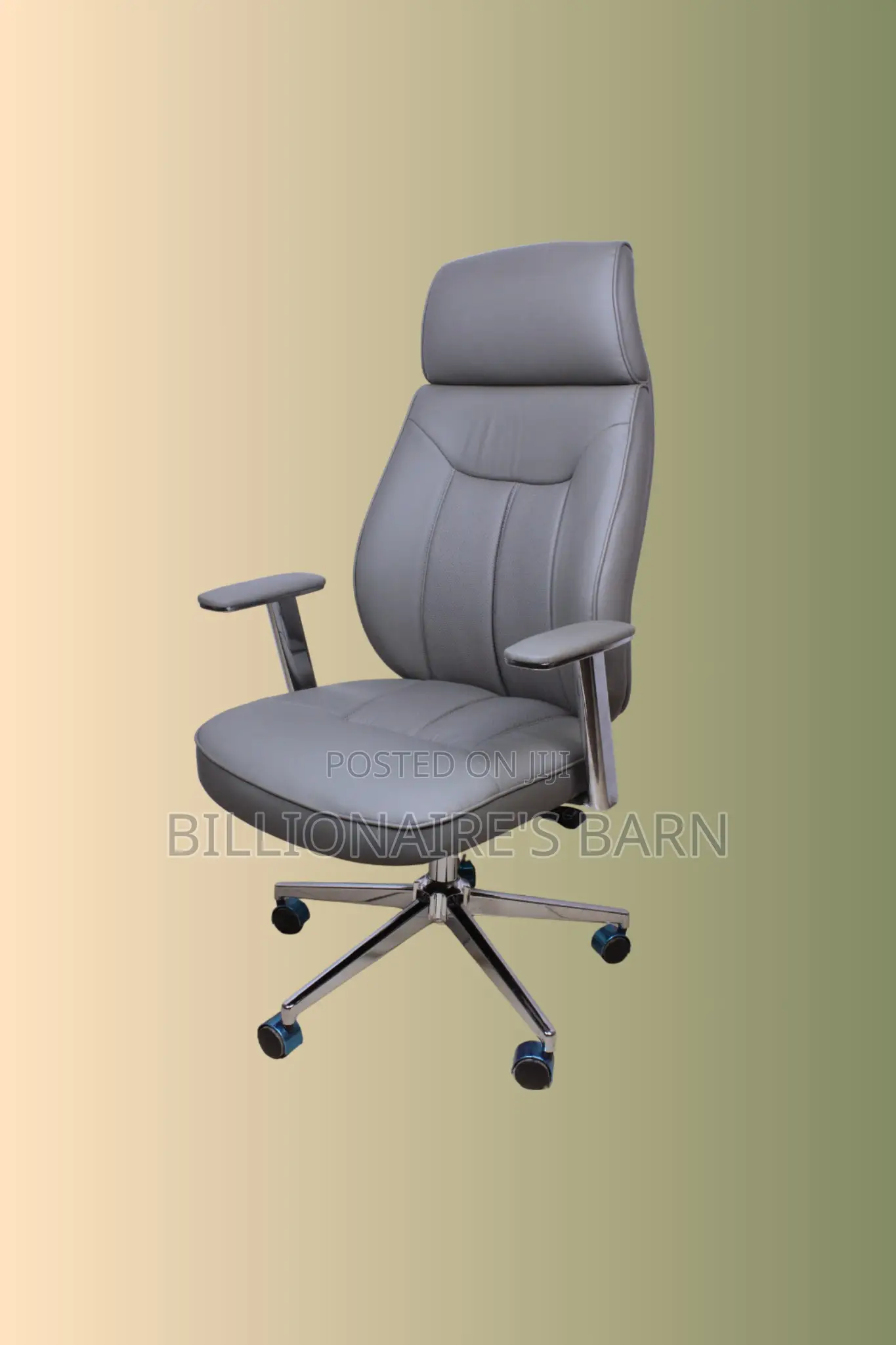 Imported Grey Executive Leather Office Chair — Great for Study or Work