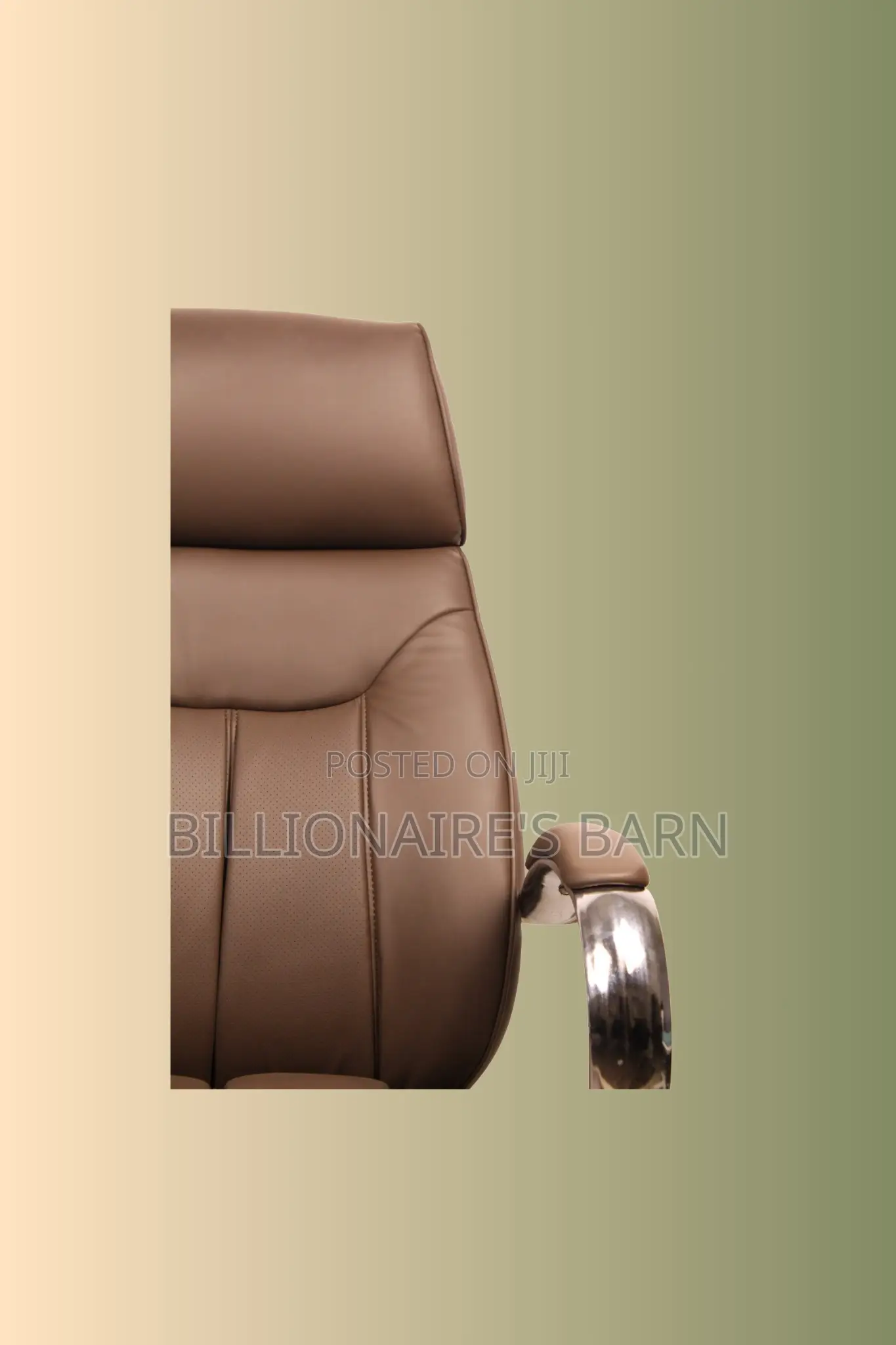 Brown Executive Leather Office Chair — Swivel Base