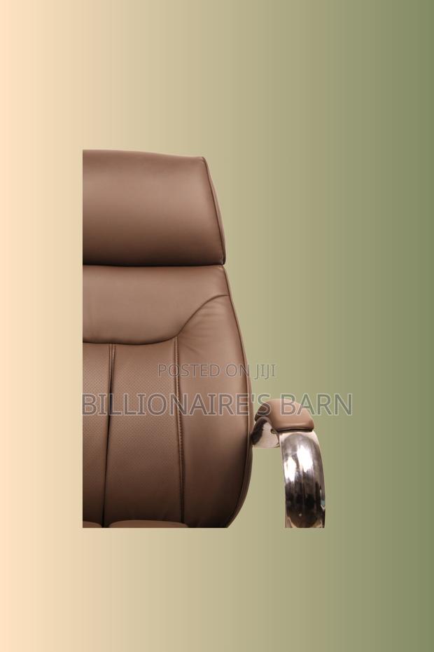 Brown Executive Leather Office Chair — Swivel Base - thumbnail 3