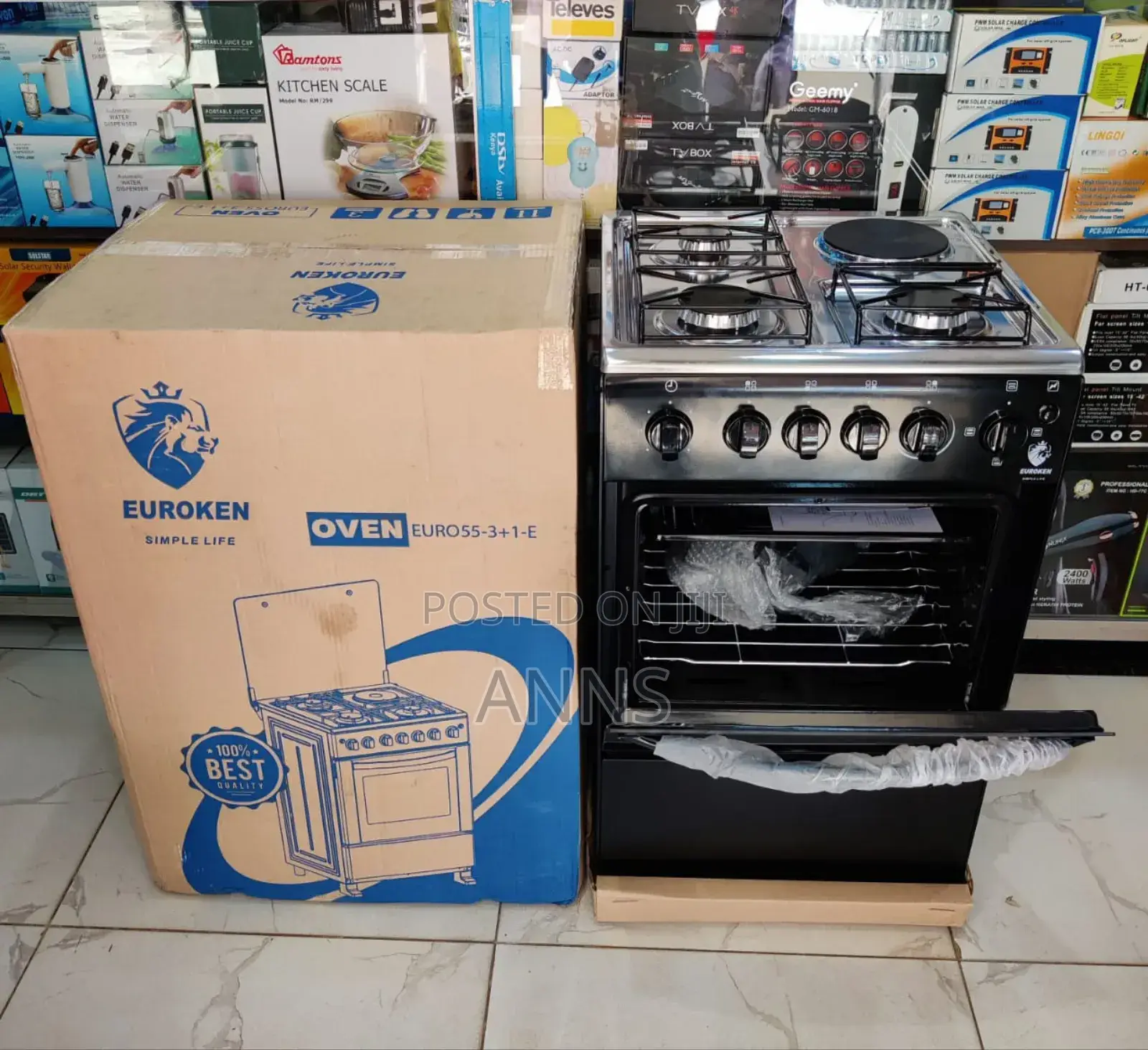 50 by 55 Euroken 3+1 Standing Cooker With Electric Oven .