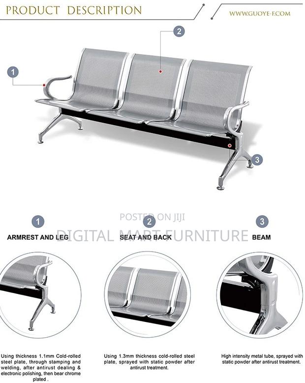 Office Bench: White 3 Seater Reception Office Bench - thumbnail 3