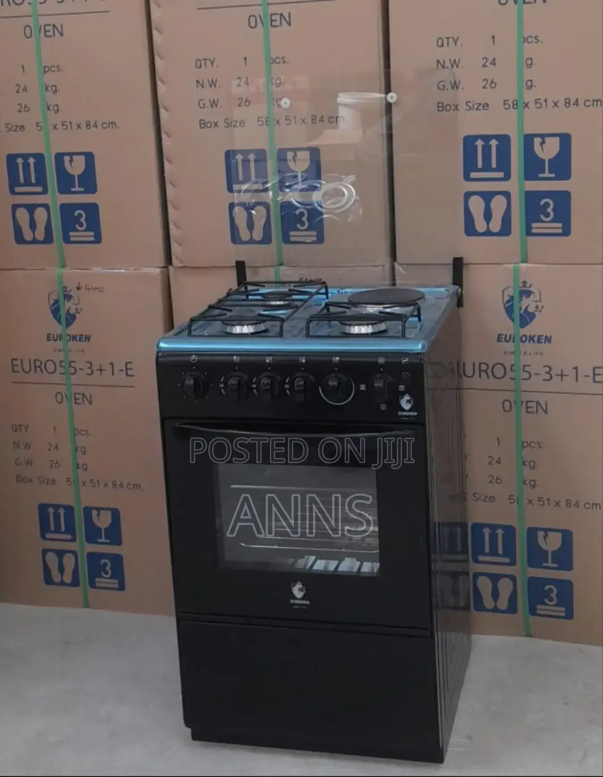 50 by 55 Euroken Standing Cooker With Electric Oven Burner.