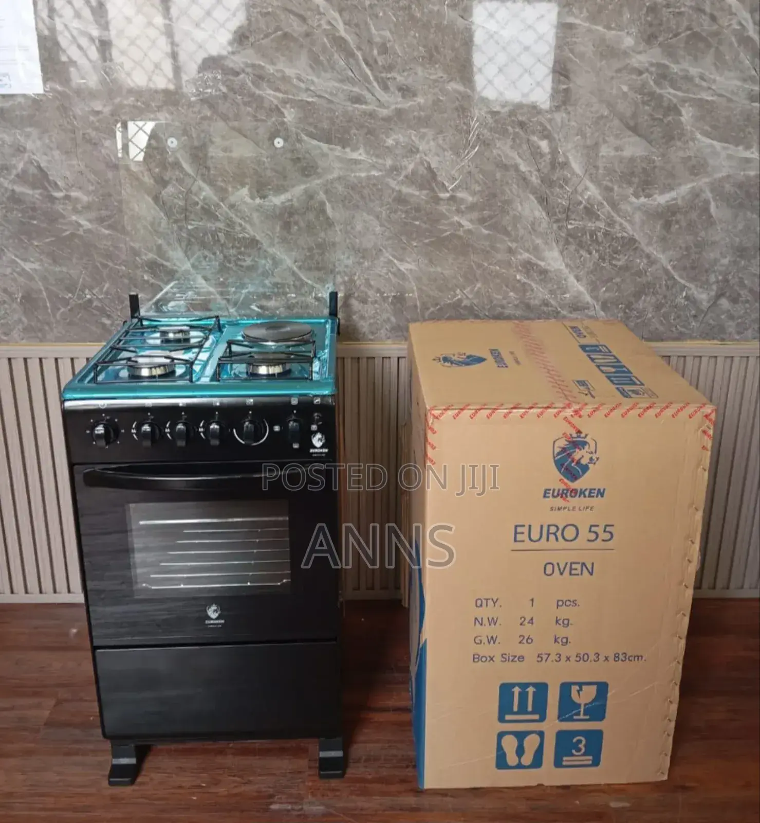 Euroken 50 by 55 Free Standing Cooker With Electric Oven Stocked