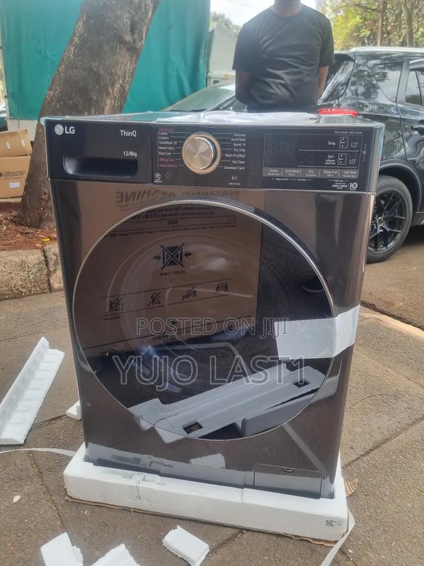 Lg 12/8kg F4v9bdp2ee Front Load Washer Dryer- Black - main view