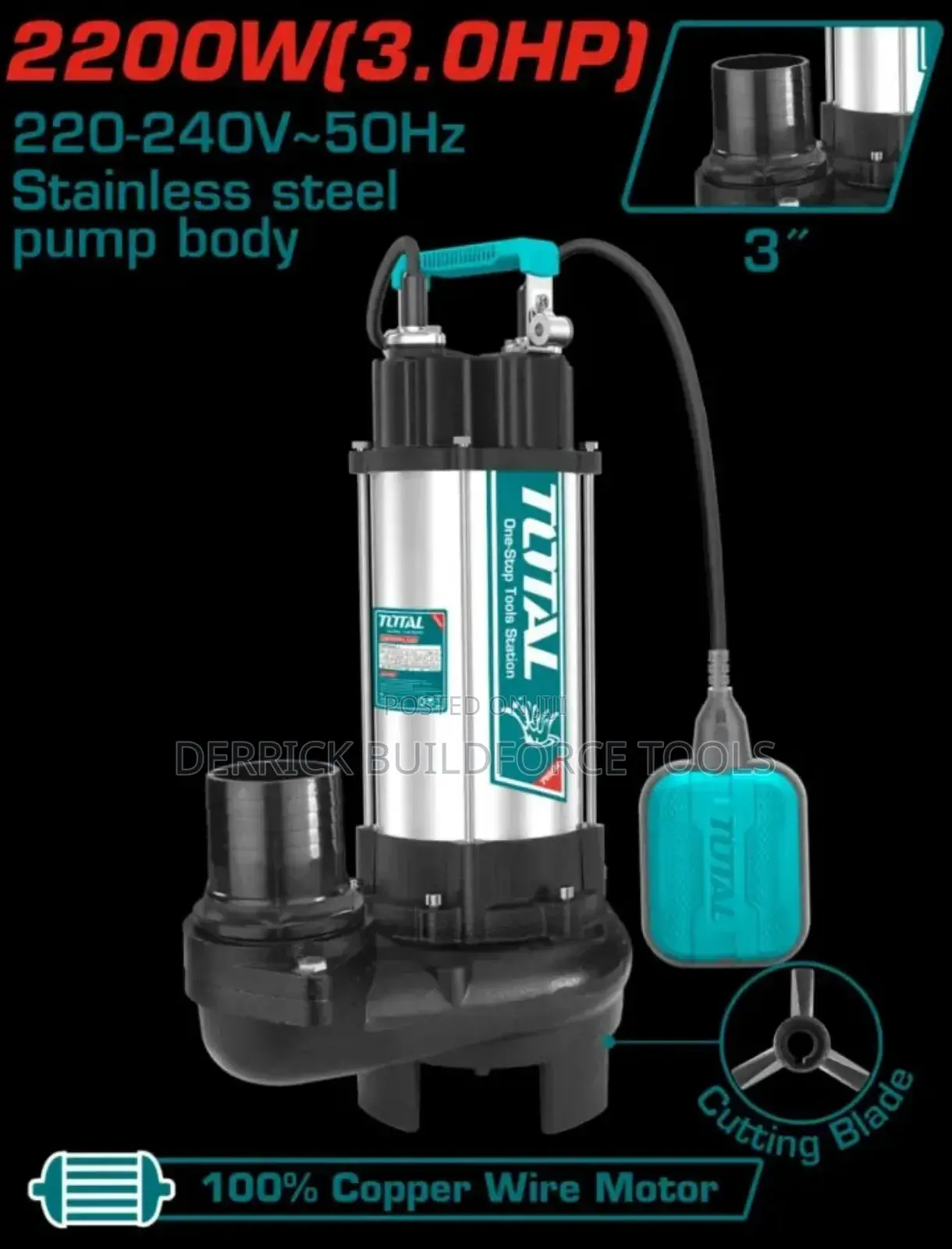 Sewage Submersible Pump 3hp With Cutting Bladetwp
