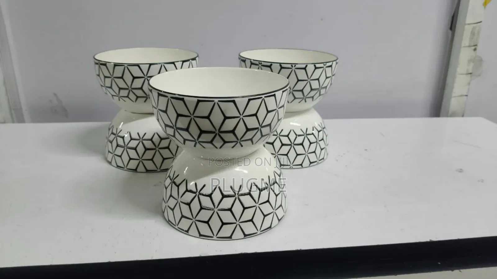 6pcs Set White Blue Ceramic Soup Bowl