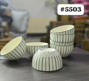 6pcs Set White Black Bowls