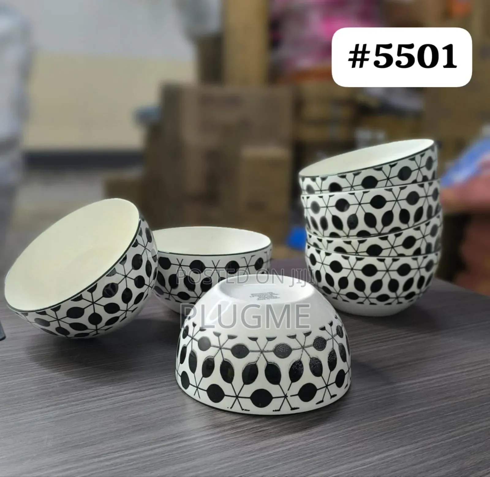 6pcs Set White Black Bowls