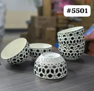 6pcs Set White Black Bowls