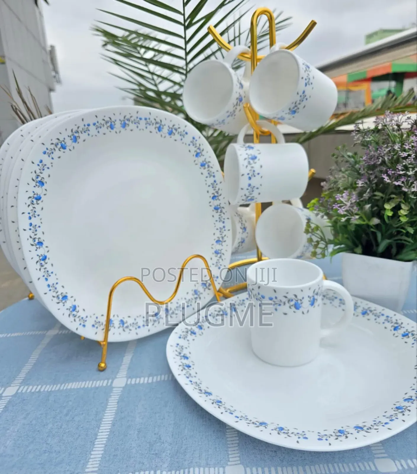 12pc Square Blue Dinner Plate Combo